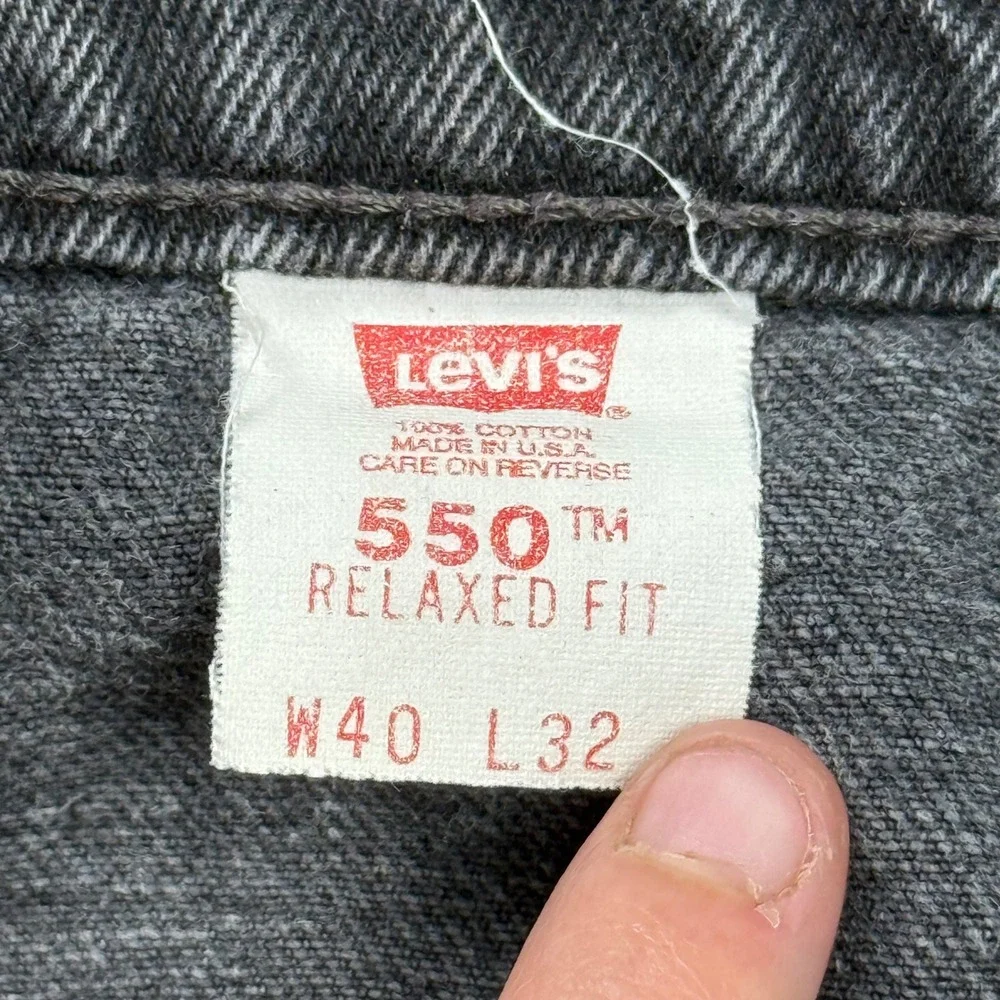 Vintage Levis 550 Relaxed Fit Black Jeans Mens 40x32 Made in USA 90s Denim